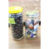 Image 1 : 2 Jars Assorted Marbles (black & assorted colors)