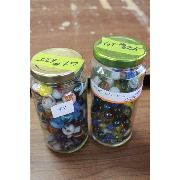 2 Jars of  Marbles (1 jar wees & 1 Assorted)