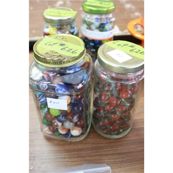 2 Jars of Marbles ( 1 assorted & 1 all red)
