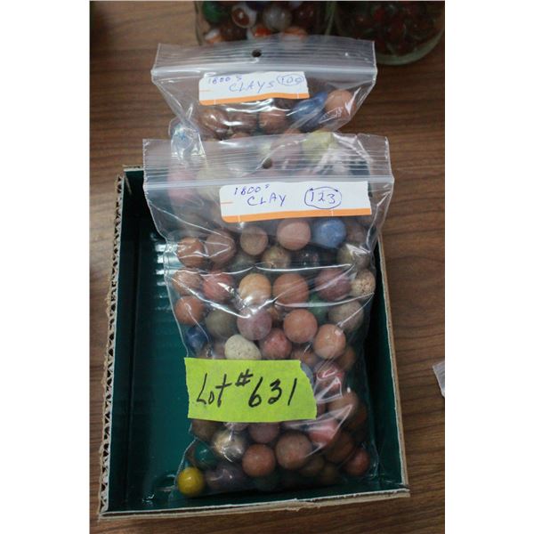 2 Bags of 1800's Clay Marbles