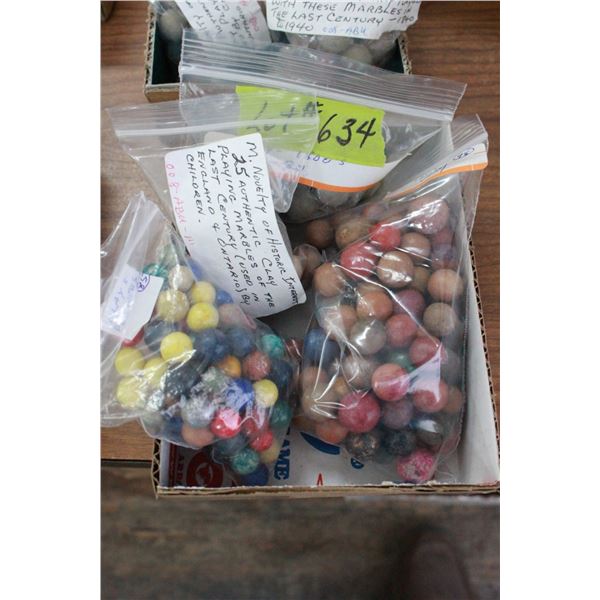 Assorted Clay Marbles, 1800's, Peewee & Novelty