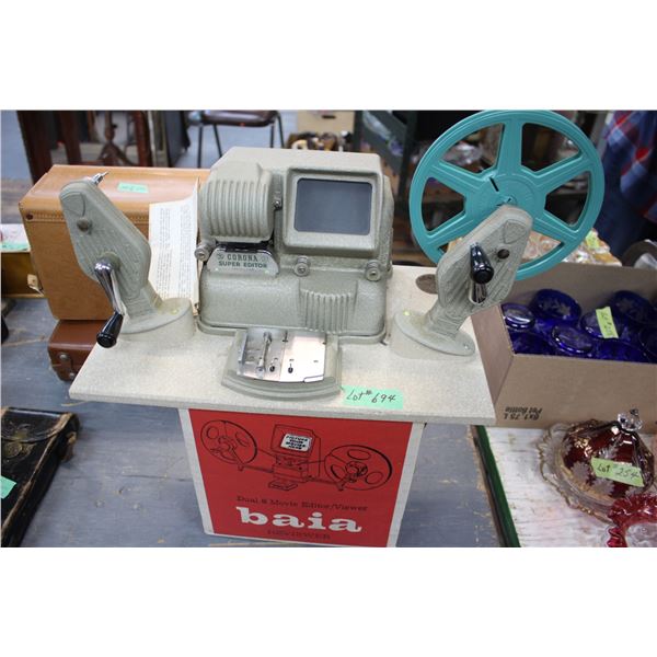 Super 8 Movie Camera, Projector & Box of Reels