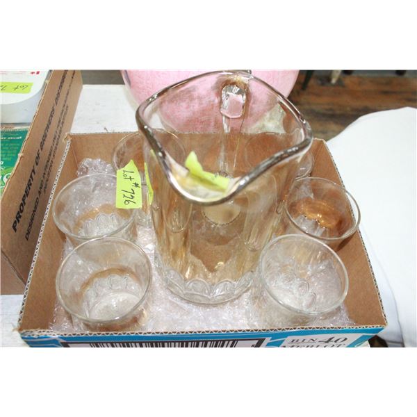 Pitcher  & 6 Glasses (Gold overlay)