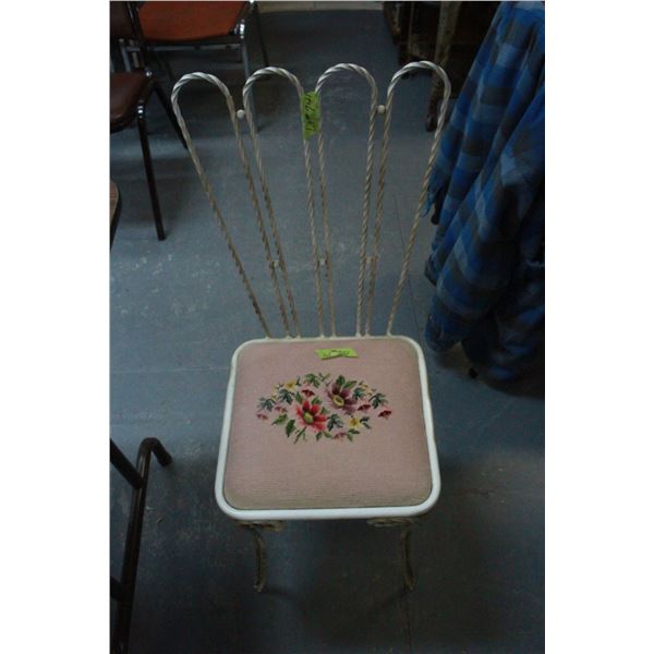 Wrought Iron Chair with Petit Point Seat