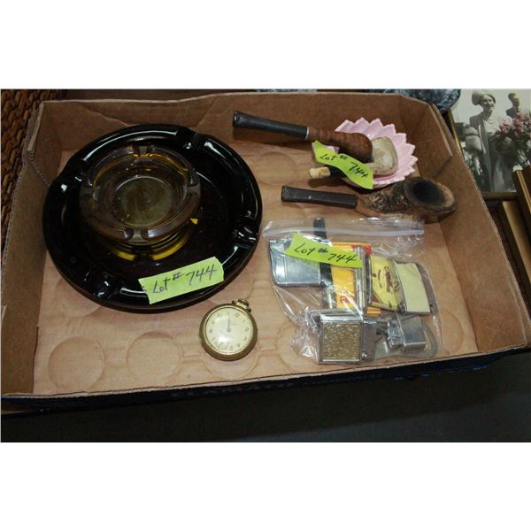 Ashtrays, Pipes; Lighters & Westclox Day Pocket Watch