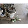 Image 2 : Pallet of Air Hoses, Winders, Wheels, Parts, etc & 3 Drawer Plastic Storage