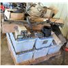 Image 1 : Contents of Pallet: Plastic Bins & Wheels, Hoses, Parts, Batteries, etc