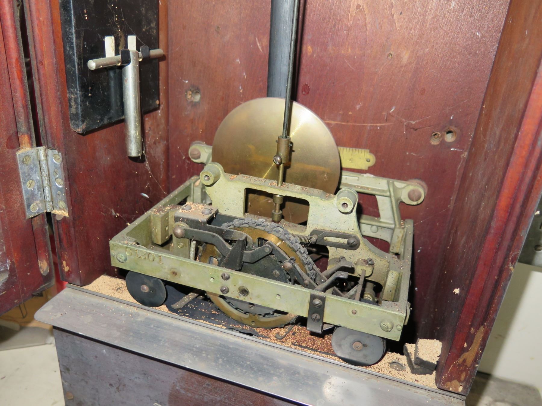Vintage Simplex Time Recorder Clock in Wooden Case w/ Pendulum