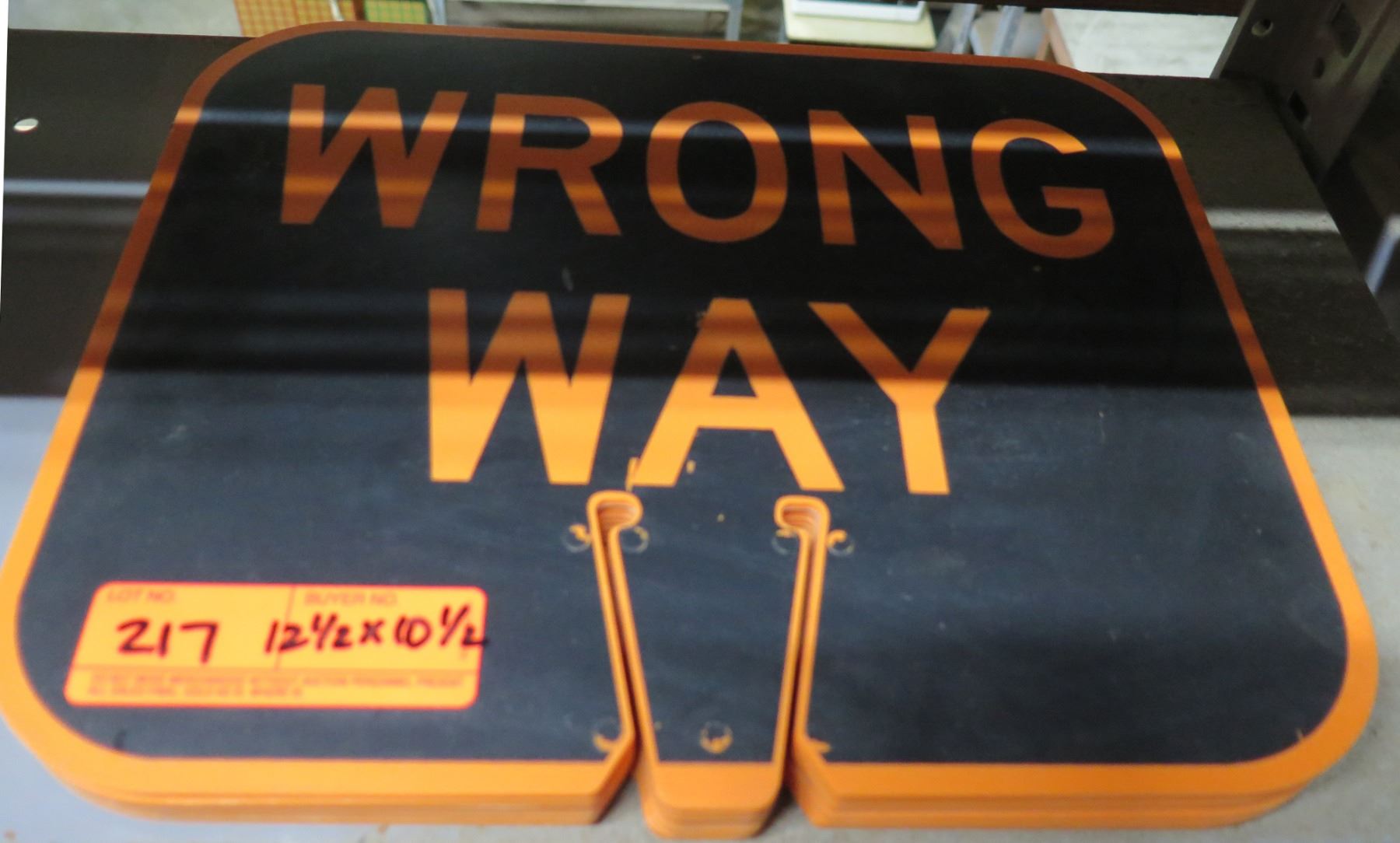 Multiple Signs: Black Orange Wrong Way 12.5
