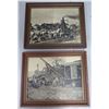 Image 1 : Qty 2 Black & White Cement Mixer/Earth Movers Prints in Wood Frames