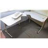 Image 1 : Qty 2 White Tables w/ Metal Legs, Corner Cut-Out & Inserts 27"x33"