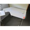 Image 2 : Qty 2 White Tables w/ Metal Legs, Corner Cut-Out & Inserts 27"x33"