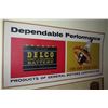 Image 1 : Vintage Paper Sign: General Motors Delco Battery & Fire Ring Spark Plugs 44"x21"