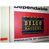 Image 3 : Vintage Paper Sign: General Motors Delco Battery & Fire Ring Spark Plugs 44"x21"