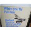 Image 3 : Vintage Paper Sign: Pan Am Budget Rent a Car Special Rate 38"x28"