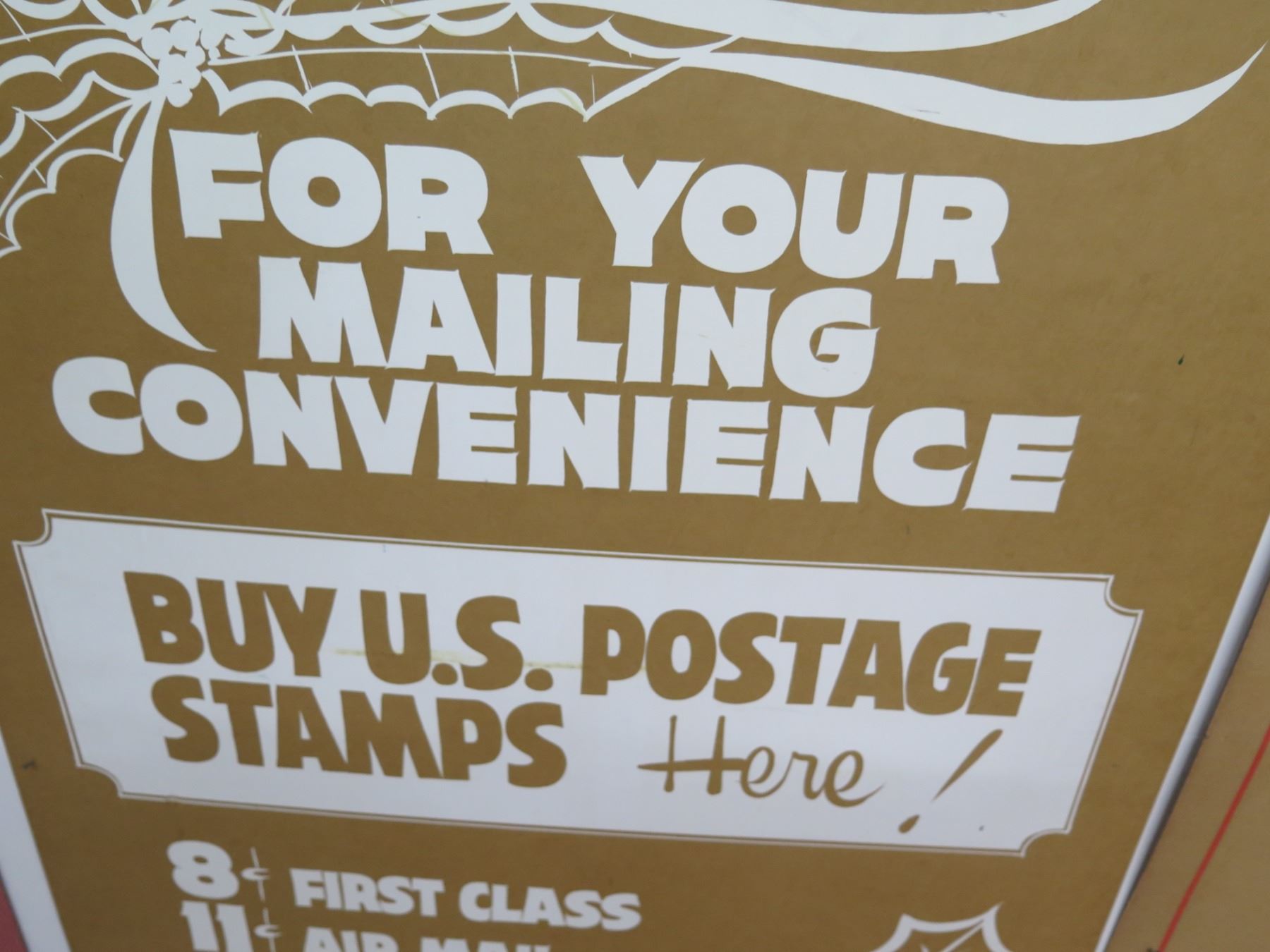 Postage Available. Sign Vintage Paper Sign: Buy US Postage Stamps Here 22