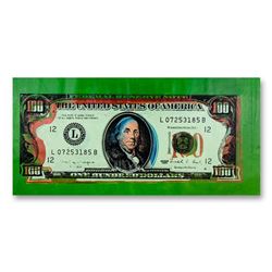 Steve Kaufman (1960-2010), "One Hundred Dollar Old Ben Bill" Hand Signed HC Edition Hand Pulled silk