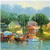 Image 2 : Ming Feng, "Garden by the Lake" Original Oil Painting on Canvas, Hand Signed with Letter of Authenti