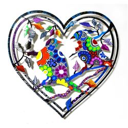Patricia Govezensky- Original Painting on Laser Cut Steel "Love Birds XIX"
