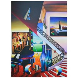 Ferjo, "Piano Music with Vases" Original Painting on Canvas, Hand Signed with Letter of Authenticity