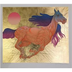 Guillaume Azoulay- Serigraph on paper with hand laid gold leaf "VITESSE"