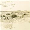Image 2 : Wayne Ensrud "Burgundian Village of Vosne-Romanee, Burgundy" Pencil Original Artwork; Hand Signed; C