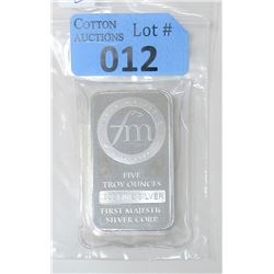 5 Oz. First Majestic Mint .999 Silver Bar