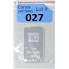 Image 1 : 1 Oz. TD Bank .999 Fine Silver Bullion Bar