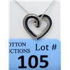 Image 1 : 2 Sided Blue & White Diamond Heart Necklace