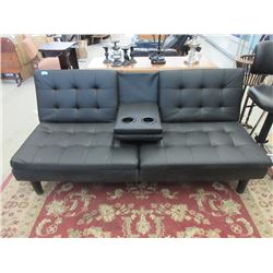 Black PU Leather Futon Sofa - Store Return