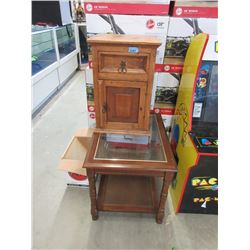 Wood End Table & Glass Top Coffee Table