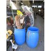 Image 1 : 2 Blue Barrels - One is full of garden tools