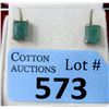 Image 1 : New Princess Cut Emerald Earrings - .925 Silver
