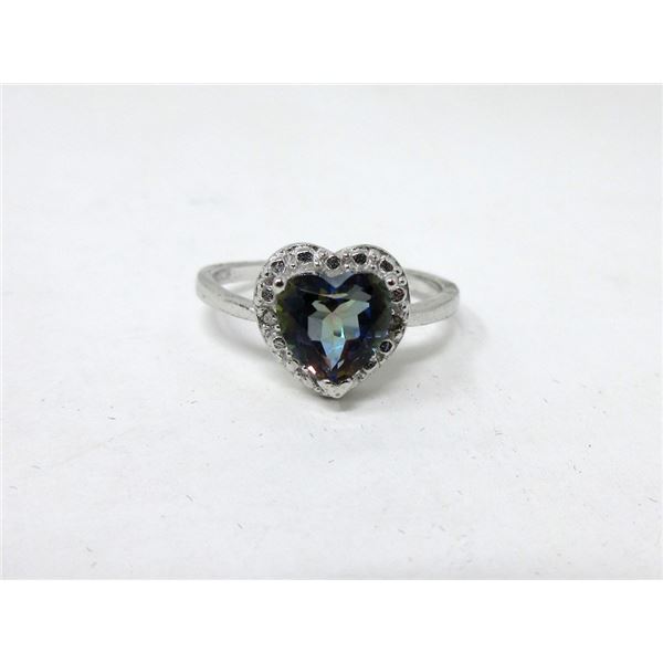 Sterling Silver Mystic Topaz & Diamond Ring