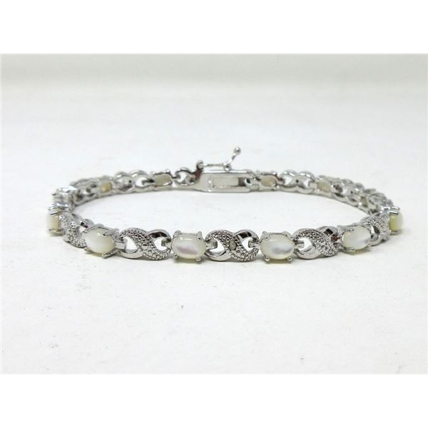 Mother of Pearl & Diamond Tennis Bracelet