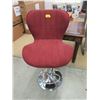Image 1 : Burgundy Fabric Upholstered Swivel Stool