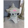 Image 1 : Concrete Pagoda Garden Art - 14" Tall x 13" Round