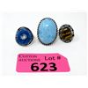 Image 1 : 3 Polished Cabochon Gemstone Rings