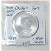 Image 2 : 1 Oz .9999 Fine Silver 2017 Canada Maple Leaf Coin