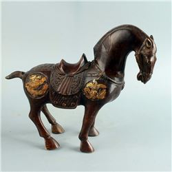 A BRONZE GILDED HORSE STATUE MING DYNASTY.