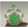 Image 2 : A SILVER INLAY GREEN JADE SNUFF BOTTLE QING DYNASTY.
