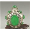 Image 4 : A SILVER INLAY GREEN JADE SNUFF BOTTLE QING DYNASTY.