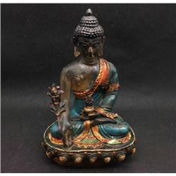 A BRONZE CLOISONNE BUDDHA FIGURE QING DYNASTY.