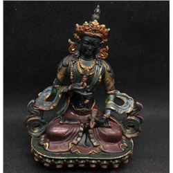 A BRONZE CLOISONNE BUDDHA FIGURE QING DYNASTY.