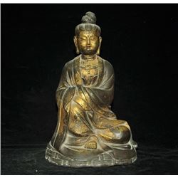 A GILT BRONZE KWAN-YIN BUDDHA FIGURE QING DYNASTY.