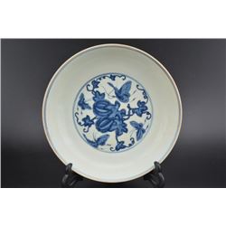 A BLUE & WHITE BUTTERFLY PLATE CHENGHUA MARK 14TH/C.
