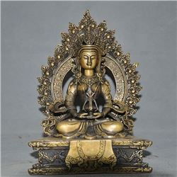 A BRONZE GUAN-YIN BUDDHA FIGURE QING DYNASTY.