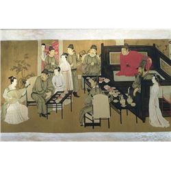 A RARE INK & COLOR FAMILLE ROSE PAINTING QING DYNASTY.