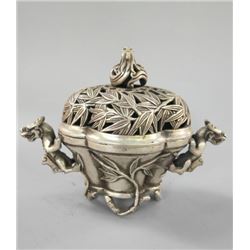 A SLIVER DRAGON CENSER QING DYNASTY.