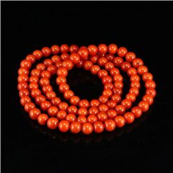 A NATURAL SOUTHERN RED AGATE BEADS BRACELET.